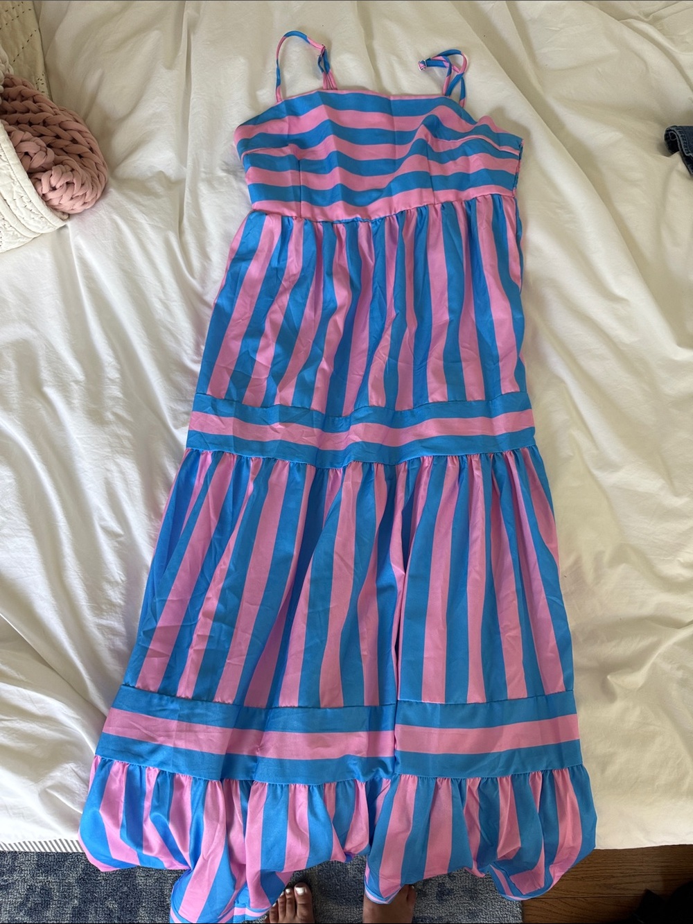Amazon Striped Maxi Sundress in Pink and Blue